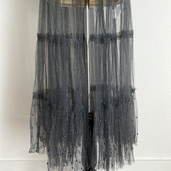 Anthropologie Elizabeth Gillett Embellished Beaded Mesh Tulle Duster One Size - Picture 8 of 13